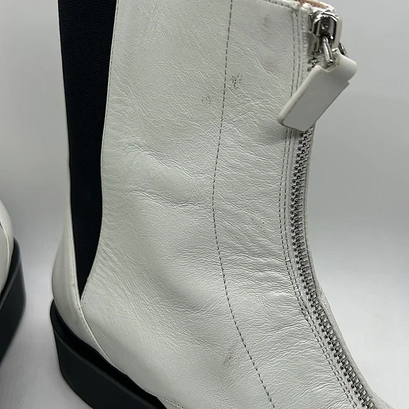Stuart Weitzman White/Black Leather Zip Up Ankle Booties Boots Shoes **Sz 10** - Picture 9 of 9